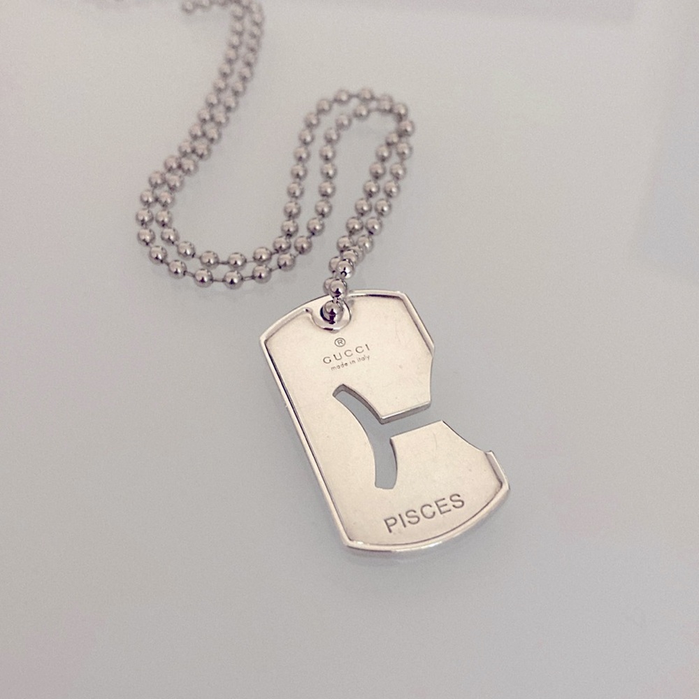 ♓️ Rare Vintage Gucci Pisces Pendant 925 Sterling Silver Unisex - Picture 4 of 4
